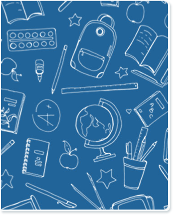 Background image with drawings of school supplies